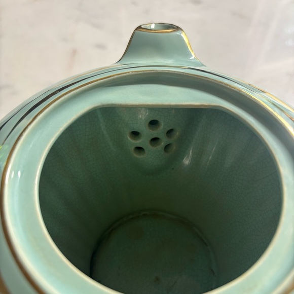 Vintage Sadler, England Art Deco ceramic teapot in mint green with gold accents - Picture 13 of 16